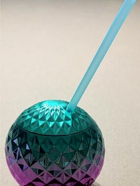 Textured Iridescent Sphere Tumbler with Straw - Teal & Purple